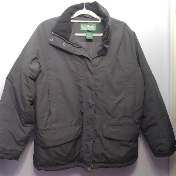 LL Bean Women's 1X* Parka Winter Coat Primaloft Removable Hood Gray Mid Length - Picture 1 of 16